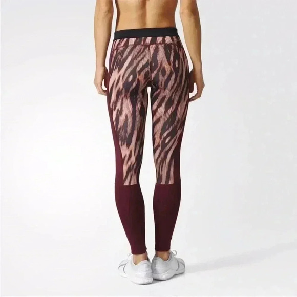[S]Adidas Burgundy animal Print Techfit WMN Run Legging Long  Tight - Picture 3 of 13